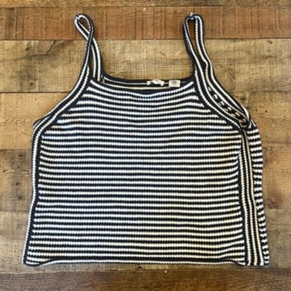 Levi's Greta Knit Crochet Navy Blue White Striped Tank XL - Picture 5 of 6